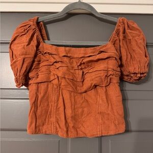 Abercrombie & Fitch Terracotta Puff Sleeve Blouse